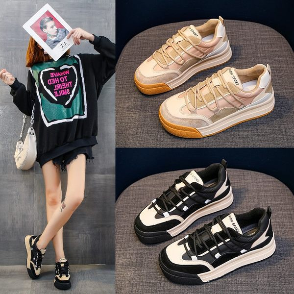 Tenisi dama din piele intoarsa artificiala si sireturi - doua culori