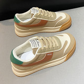Γυναικεία sneakers με κορδόνια σε πράσινο, μαύρο και μπεζ χρώμα