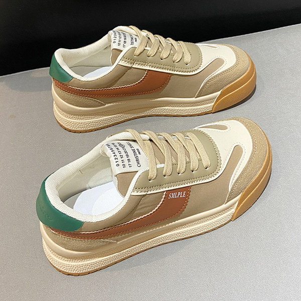 Adidasi de dama cu sireturi in verde, negru si bej