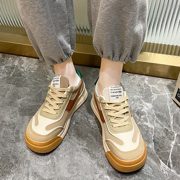 Adidasi de dama cu sireturi in verde, negru si bej