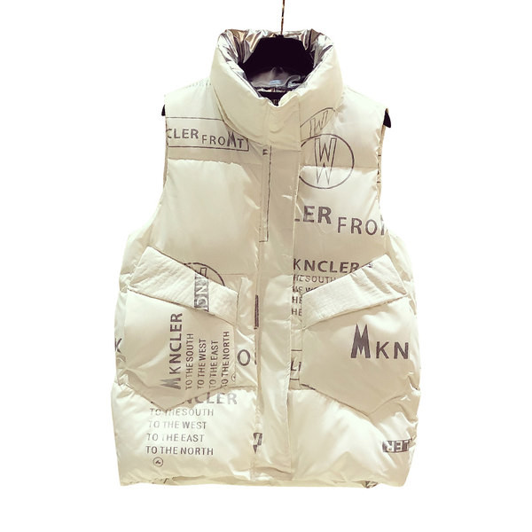 Vestă de damă cu guler înalt și inscripții