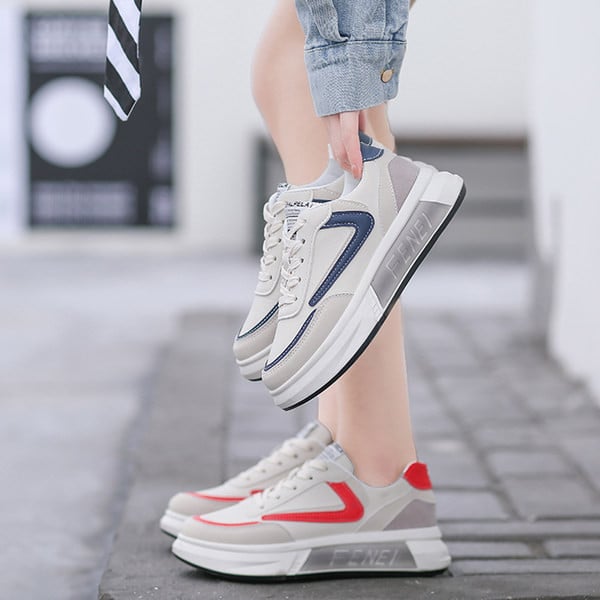 Adidași casual cu talpă plată din piele ecologică pentru femei