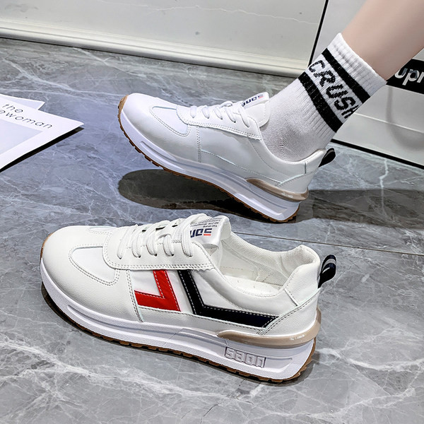 Tenisi dama din piele ecologica cu talpa plata in doua culori