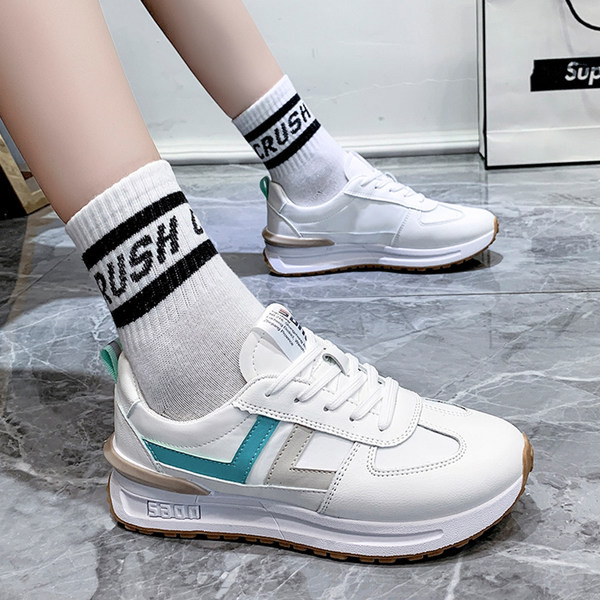 Tenisi dama din piele ecologica cu talpa plata in doua culori