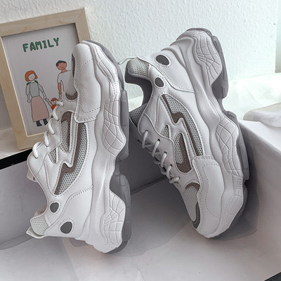 Adidasi de dama cu talpa inalta in doua culori