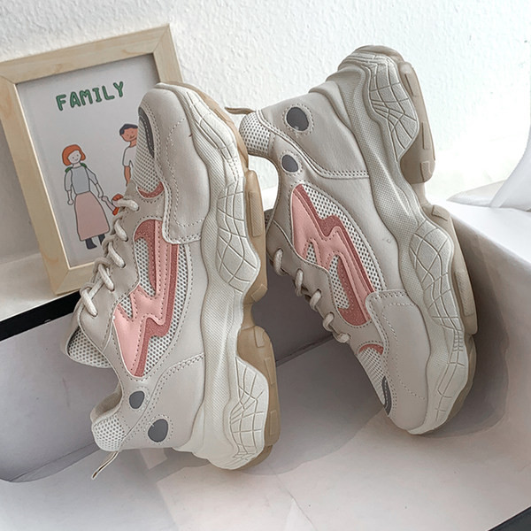 Adidasi de dama cu talpa inalta in doua culori