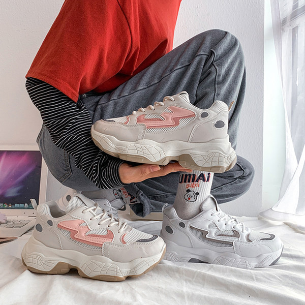 Adidasi de dama cu talpa inalta in doua culori