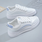 Tenisi casual dama cu sireturi in alb