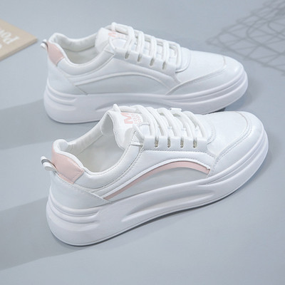 Tenisi casual dama cu sireturi in alb