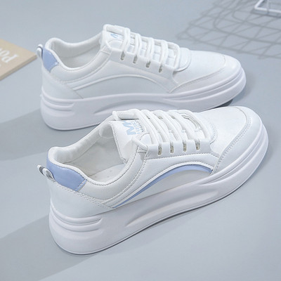 Tenisi casual dama cu sireturi in alb