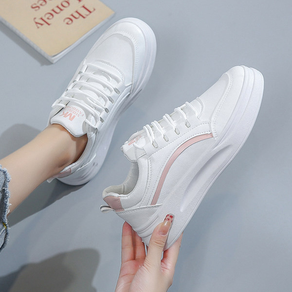 Tenisi casual dama cu sireturi in alb