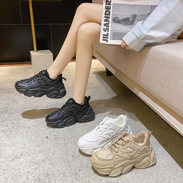 Adidași de damă cu șireturi și căptușeală caldă - trei culori