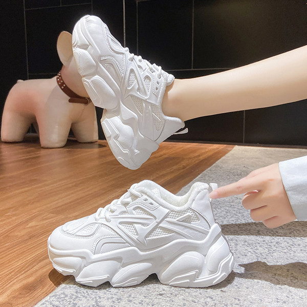 Adidași de damă cu șireturi și căptușeală caldă - trei culori