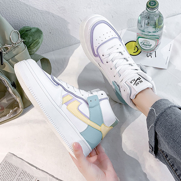 Tenisi dama din piele ecologica cu sireturi - trei culori