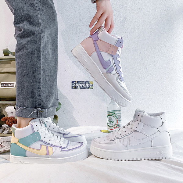 Tenisi dama din piele ecologica cu sireturi - trei culori