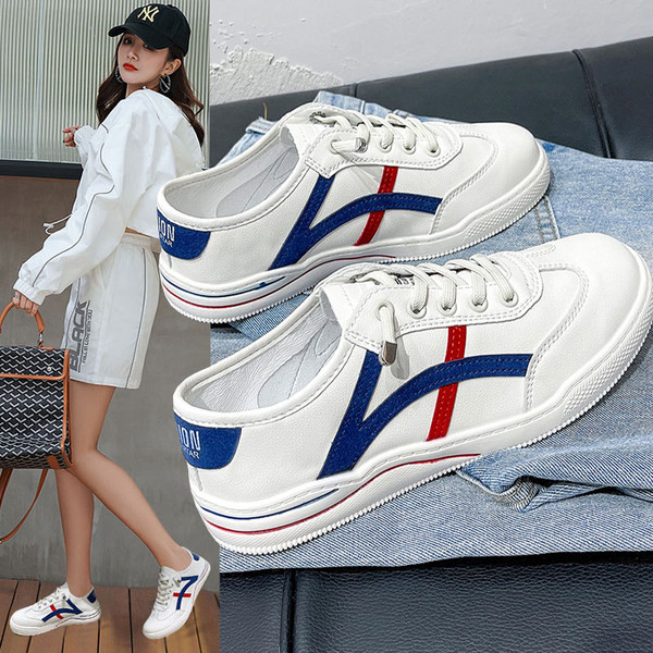 Adidasi albi de dama cu talpa plata si sireturi