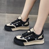 Tenisi casual dama cu sireturi in bej si negru