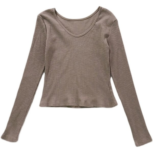 Bluză casual cu mâneci lungi și decolteu spitz