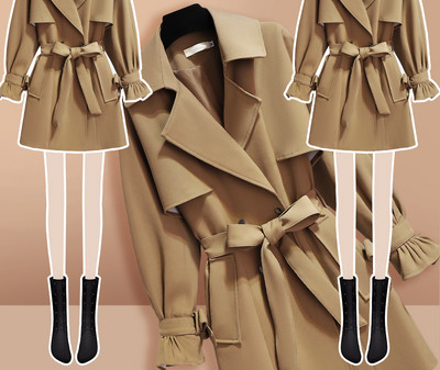 Jachetă de vânt scurtă kaki pentru femei, primăvară și toamnă 2021, noua jachetă cu temperament de înaltă calitate, de lungime medie