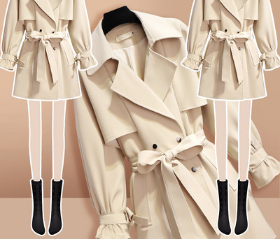 Jachetă de vânt scurtă kaki pentru femei, primăvară și toamnă 2021, noua jachetă cu temperament de înaltă calitate, de lungime medie