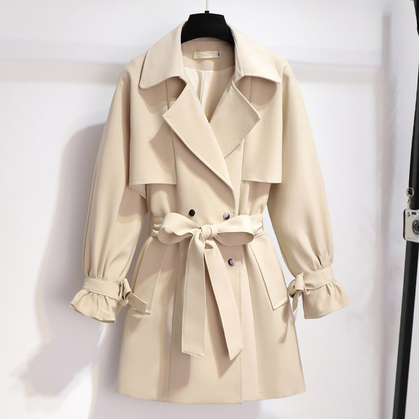 Jachetă de vânt scurtă kaki pentru femei, primăvară și toamnă 2021, noua jachetă cu temperament de înaltă calitate, de lungime medie