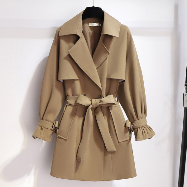 Jachetă de vânt scurtă kaki pentru femei, primăvară și toamnă 2021, noua jachetă cu temperament de înaltă calitate, de lungime medie