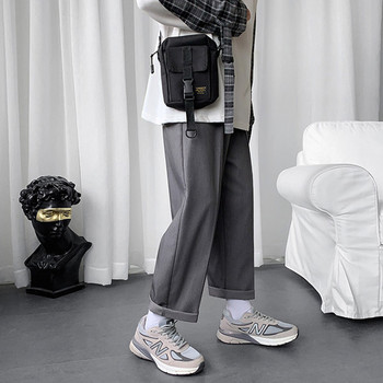Мъжки панталон с джобове - прав модел в сив и черен цвят
