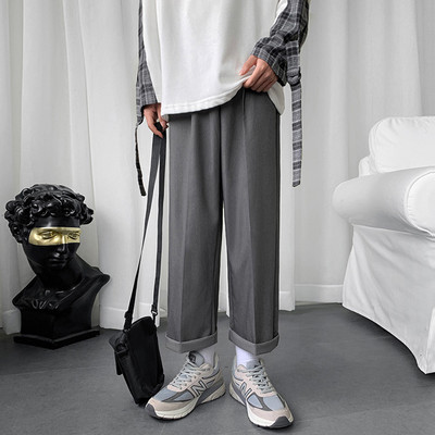 Pantaloni barbati cu buzunare - model drept in gri si negru