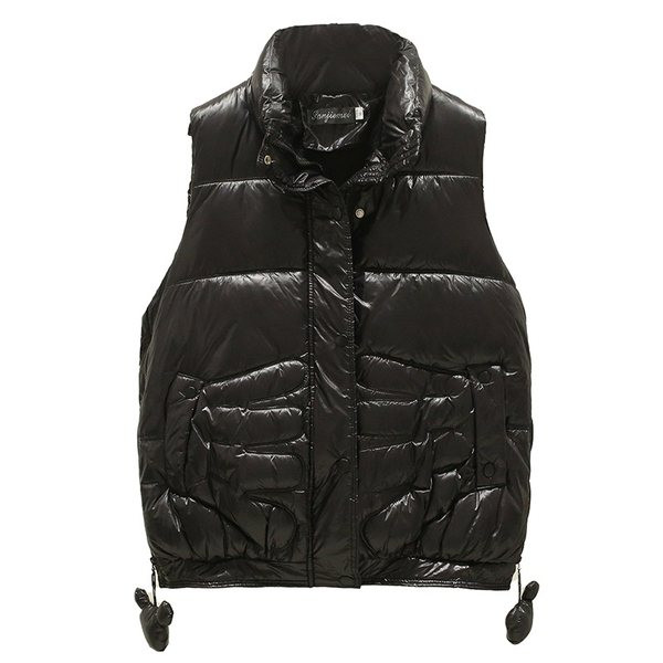 Vesta casual model lat cu guler inalt si buzunare