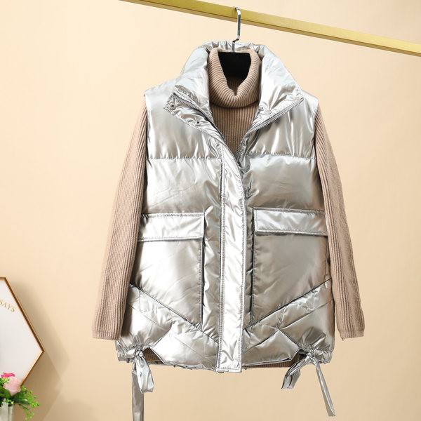 Vesta casual cu guler inalt si buzunare