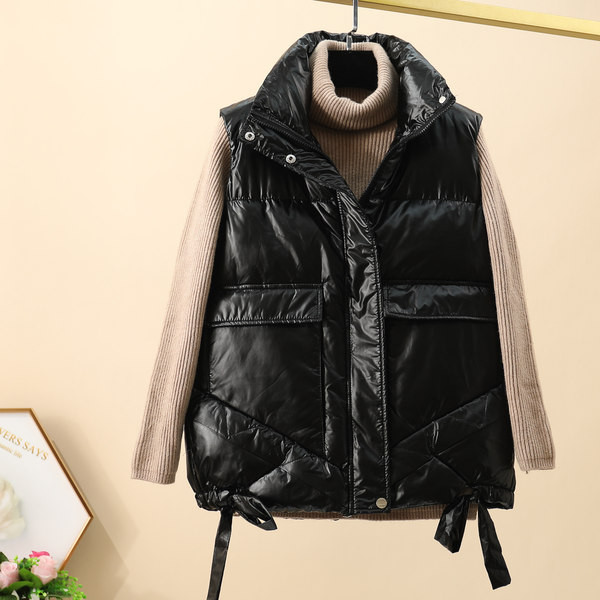 Vesta casual cu guler inalt si buzunare