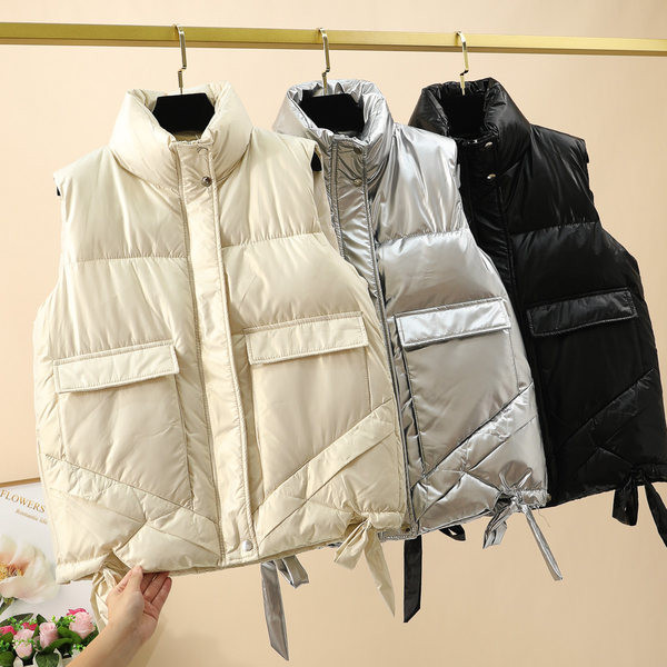 Vesta casual cu guler inalt si buzunare