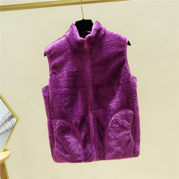 Vestă pufoasă cu fermoar și buzunare