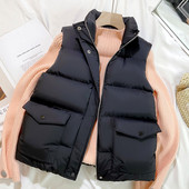 Vestă de zi cu zi largă, cu buzunare și fermoar