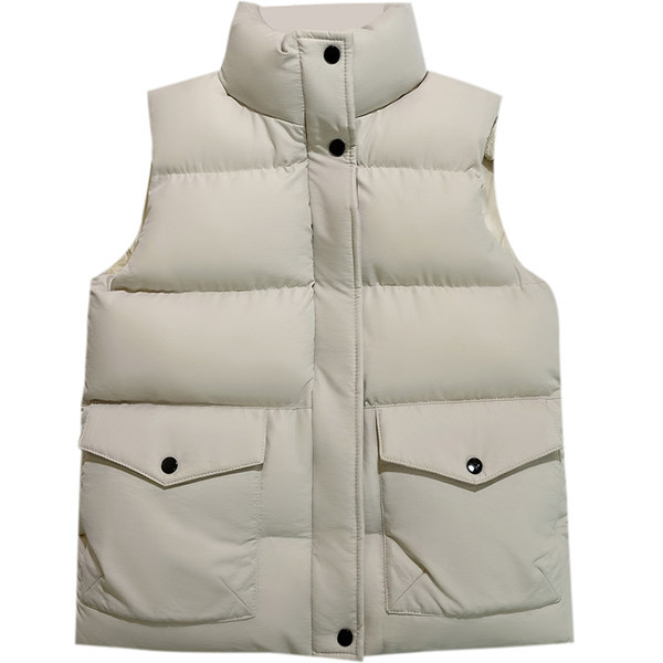 Vestă de zi cu zi largă, cu buzunare și fermoar