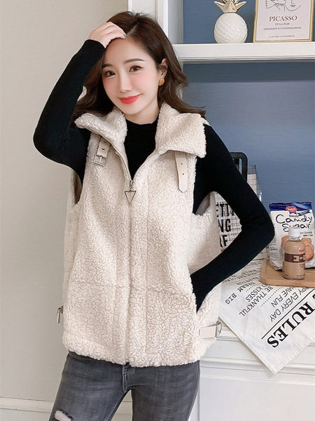 Vestă de puf pentru femei cu fermoar și catarame