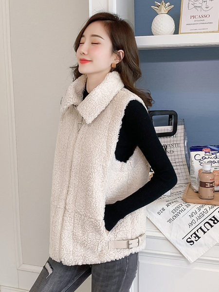 Vestă de puf pentru femei cu fermoar și catarame