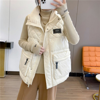 Vesta casual cu buzunare si guler inalt