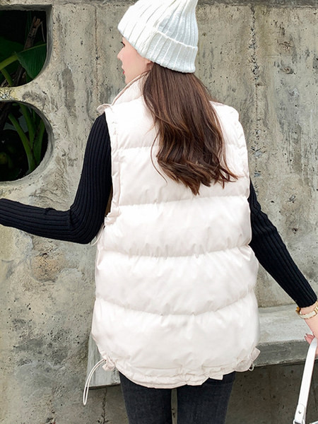 Vesta lata de dama cu buzunare si guler inalt