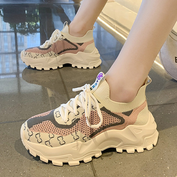 Tenisi de dama din panza cu talpa inalta