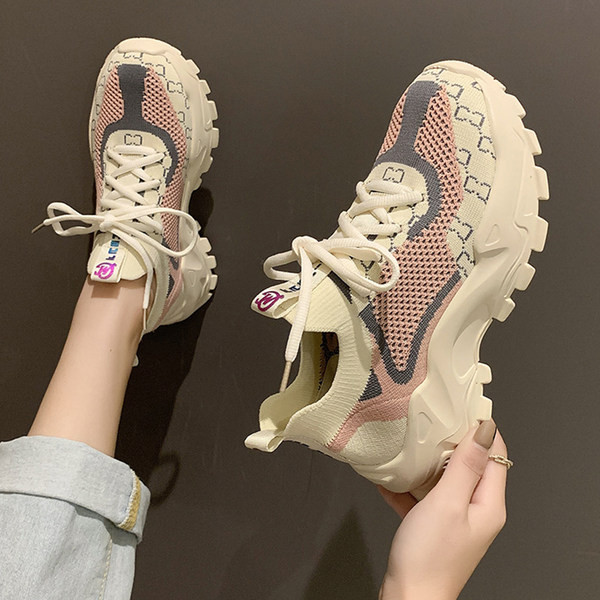 Tenisi de dama din panza cu talpa inalta