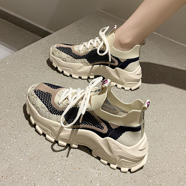 Tenisi de dama din panza cu talpa inalta