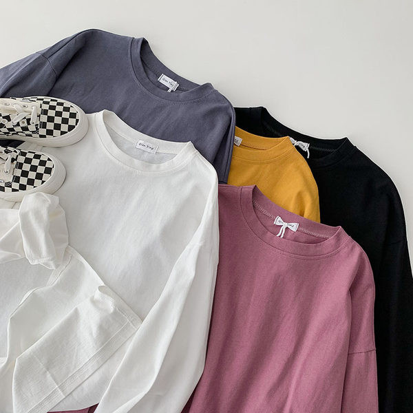 Bluză casual cu decolteu rotund și mâneci lungi