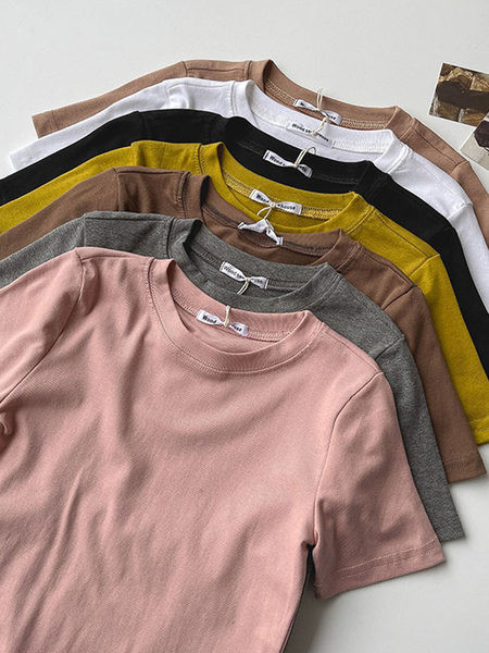 Ljetna pripijena pamučna majica kratkih rukava u više boja