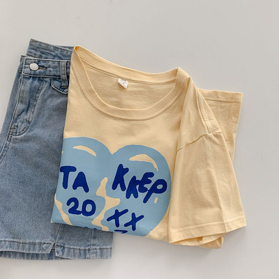 Tricou casual cu maneci scurte si imprimeu pentru femei