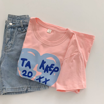 Tricou casual cu maneci scurte si imprimeu pentru femei