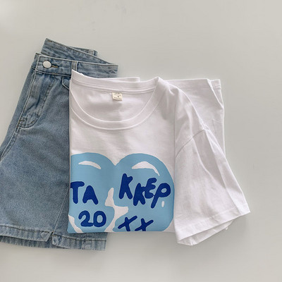 Tricou casual cu maneci scurte si imprimeu pentru femei