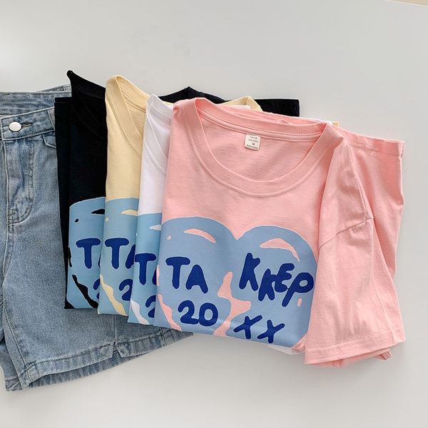 Tricou casual cu maneci scurte si imprimeu pentru femei