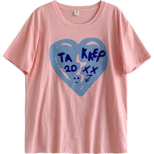 Tricou casual cu maneci scurte si imprimeu pentru femei