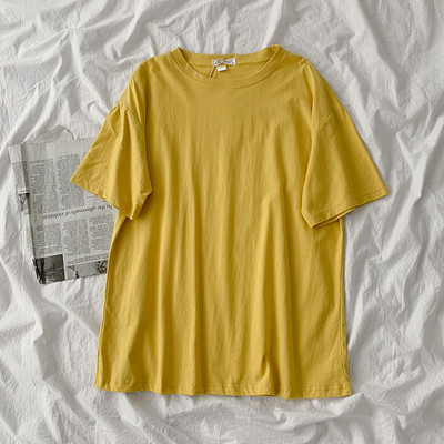 Tricou uni de damă cu decolteu rotund și mâneci scurte